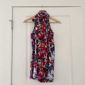 Rungolee Abstract Print Ruched High Neck Top